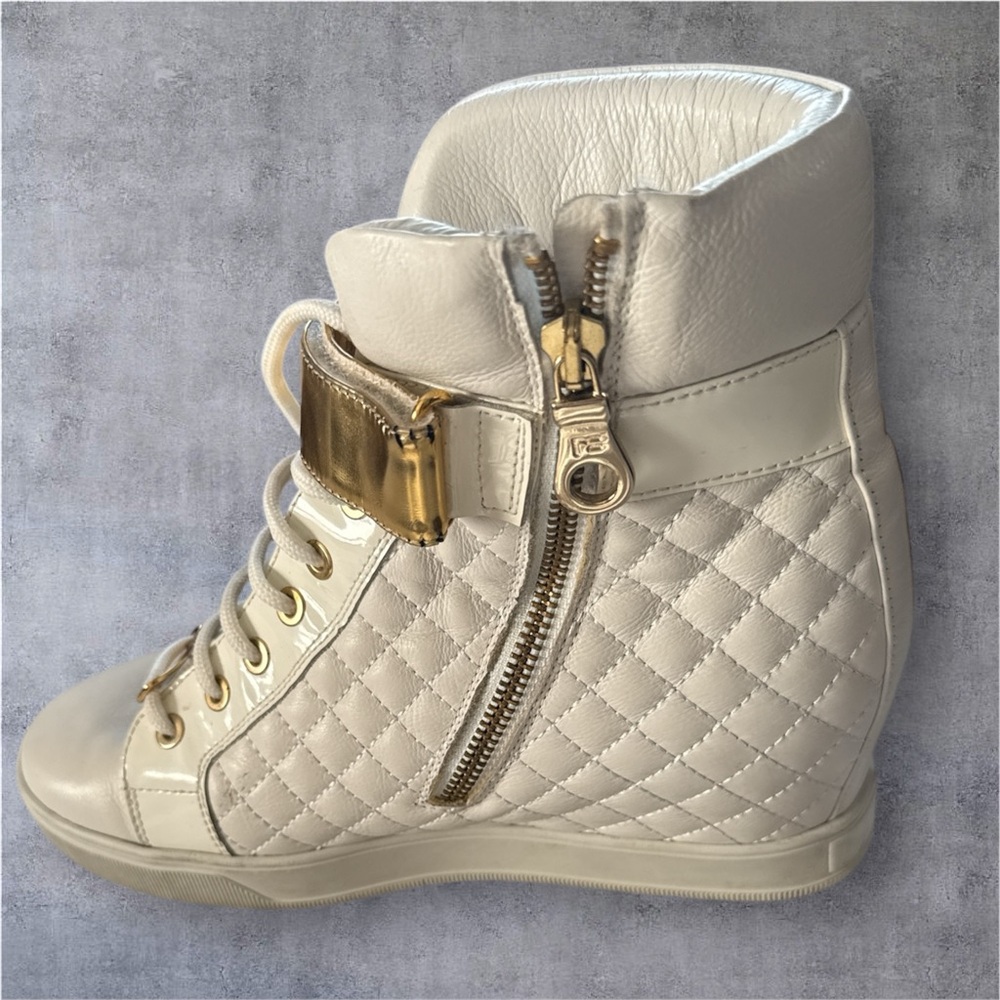 Mariano Fabiani made in Italy Gold Accent High-Top Women's Sneakers - Picture 6 of 8